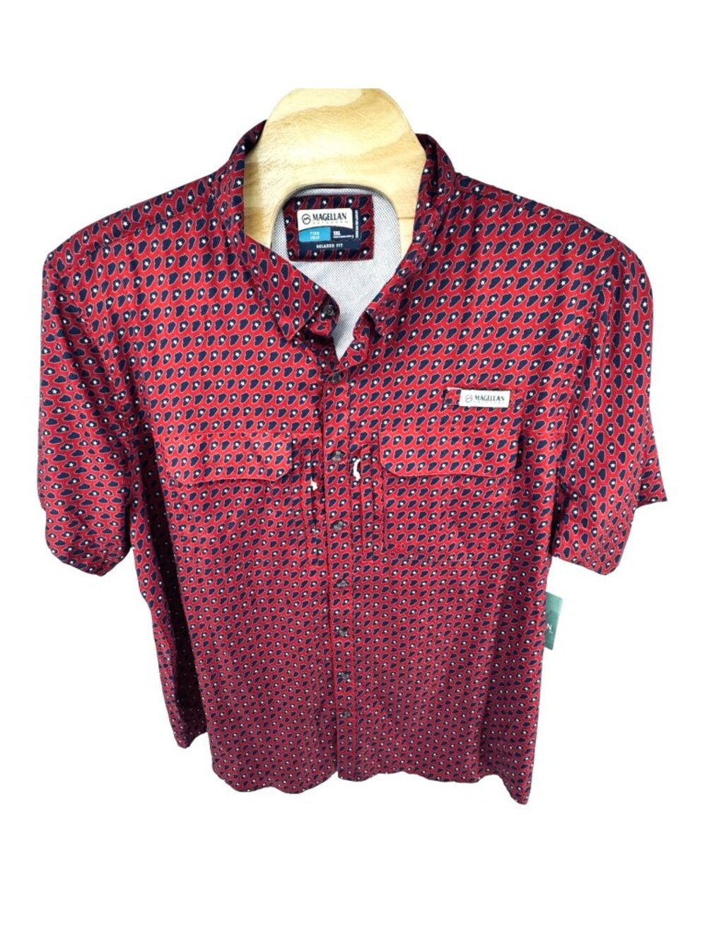Magellan Outdoors Illinois State Print Fishing Shirt 3XL NWT Rio Red Americana
